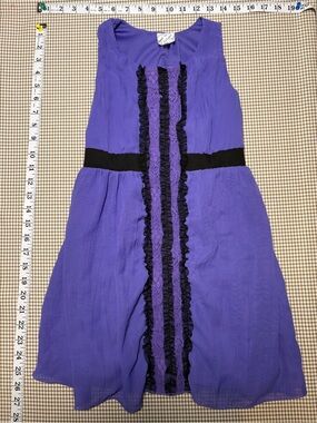 D-Signed Girls XS Purple Black Lace Ruffle Sleeveless Dress